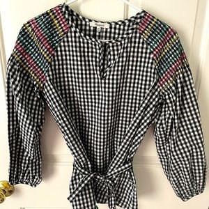 Madewell black and white gingham top